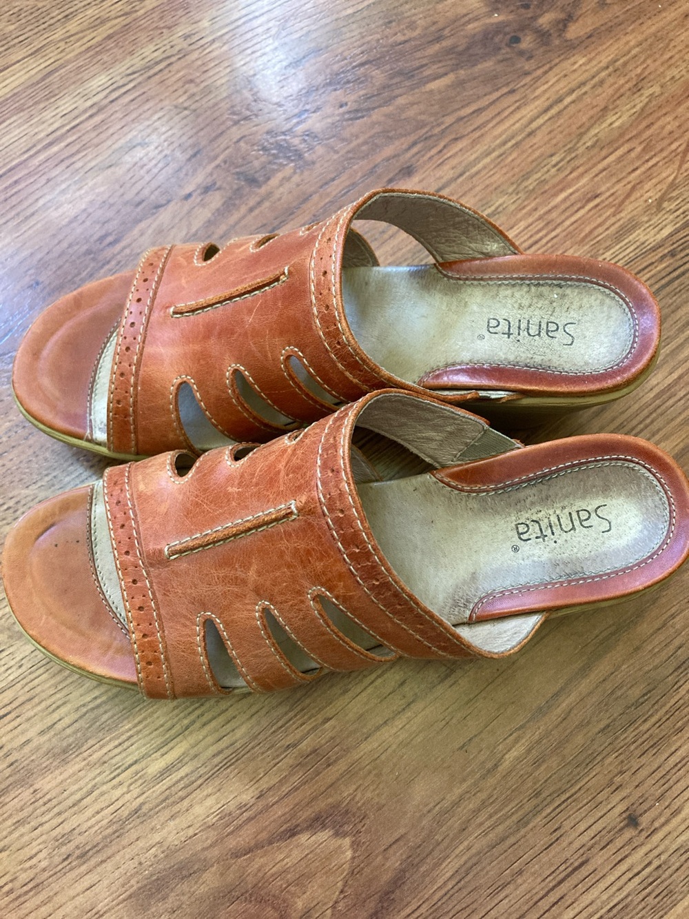 Sanita Nina leather wedge sandals, color: orange, size 40/size 9